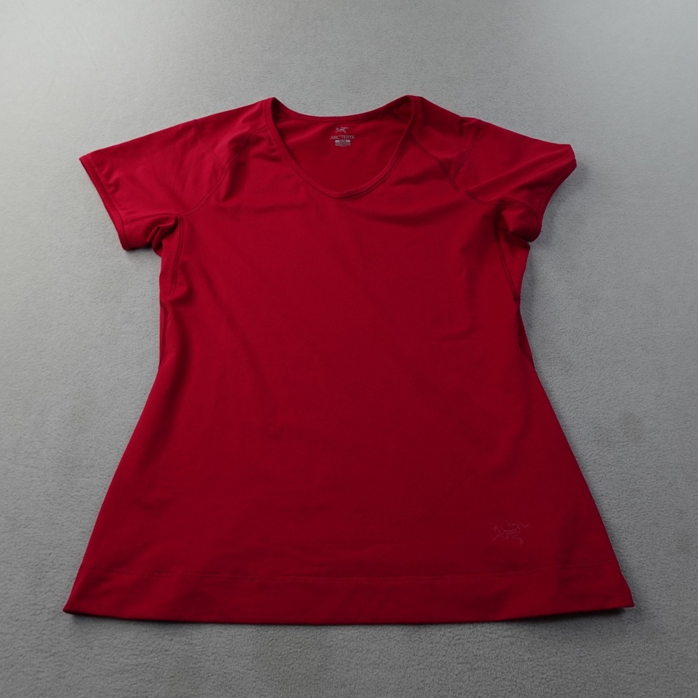 Arc'teryx Womens Medium Red Short Sleeve Performance Shirt Hiking Running